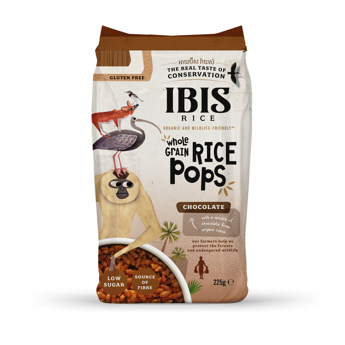 Organic Wholegrain Rice Pops Chocolate 225g